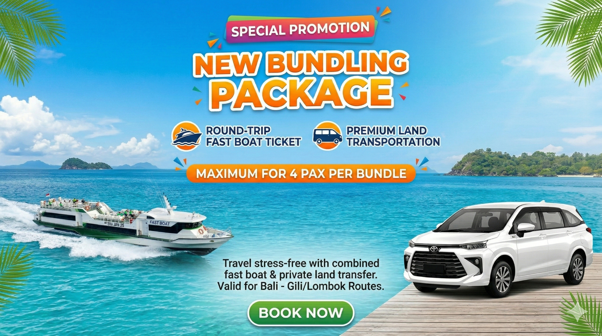 Nusa Penida Group Bundle|Fast Boat & Private Car (Max 4 Pax)